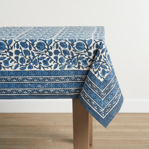 Floral Indigo Dabu Tablecloth