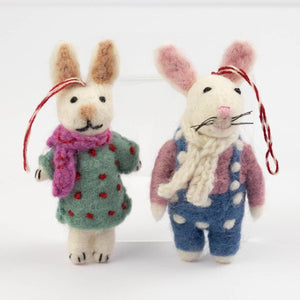 Felt Polka Dot Bunny Ornaments
