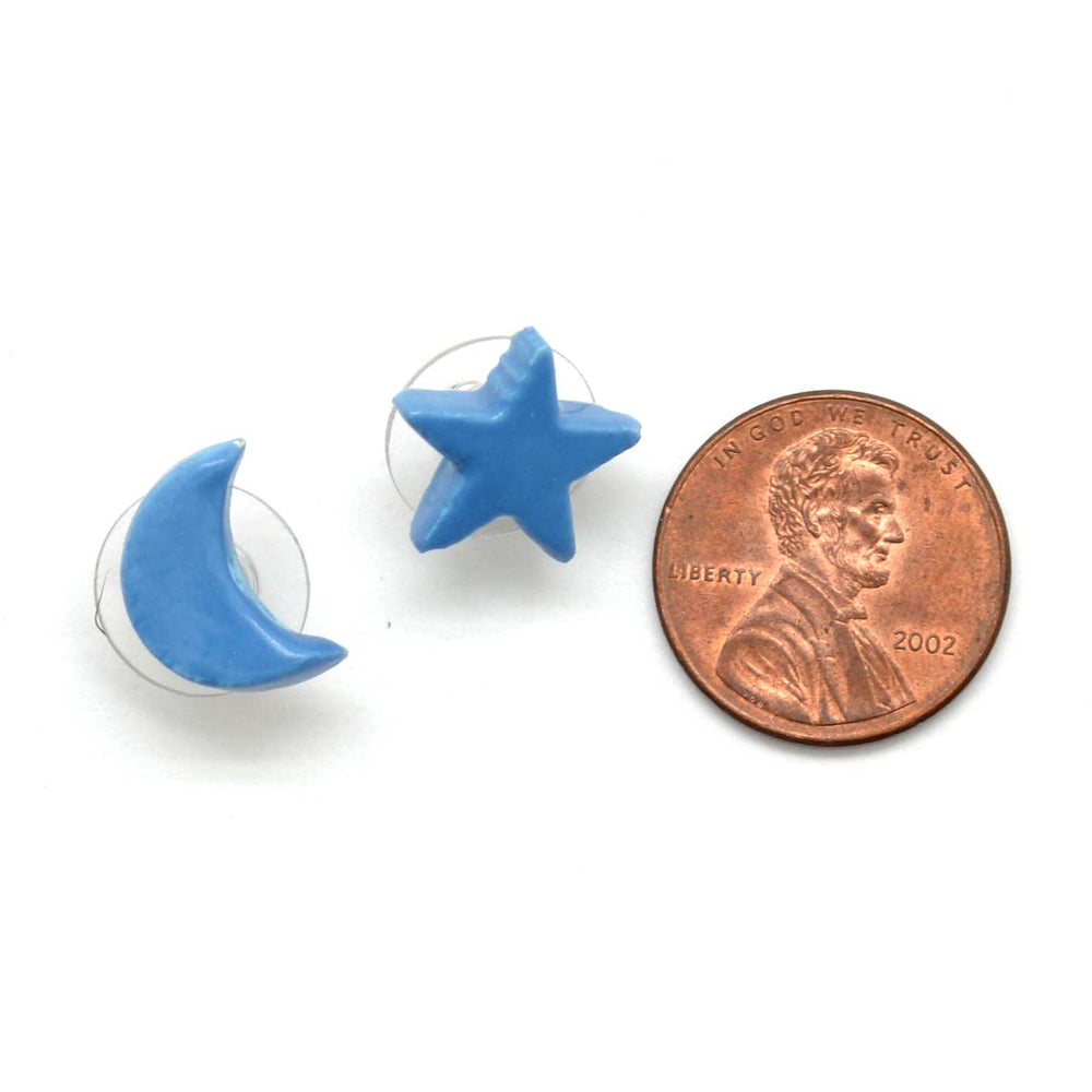 Ceramic Star & Moon Studs