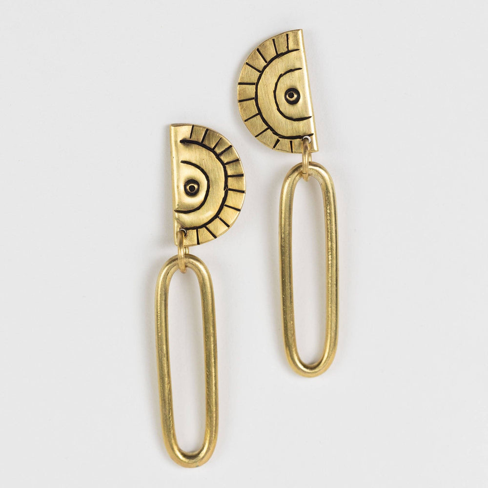 
                
                    Load image into Gallery viewer, Brass Miduara Drop Earrings
                
            