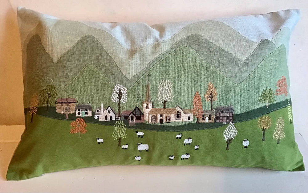 Countryside Embroidered Pillow