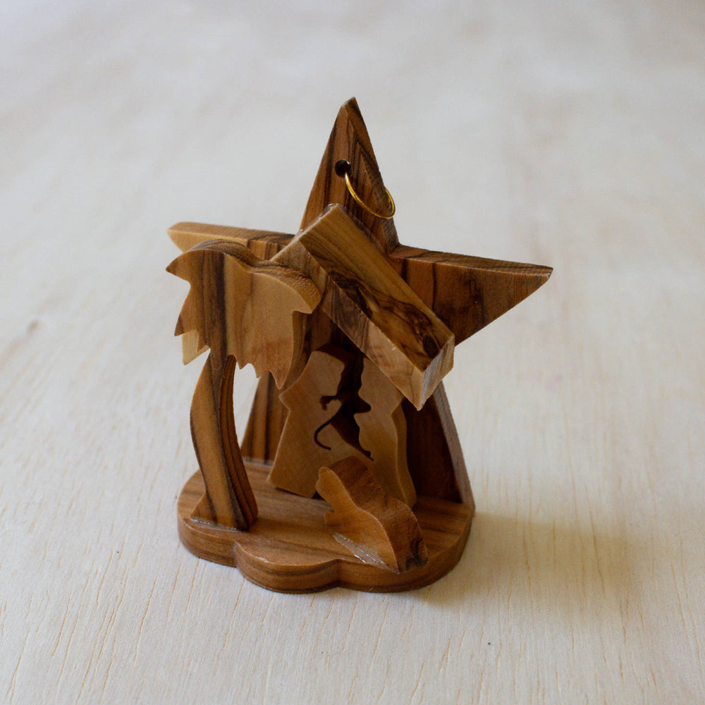 Olive Wood Nativity Ornament