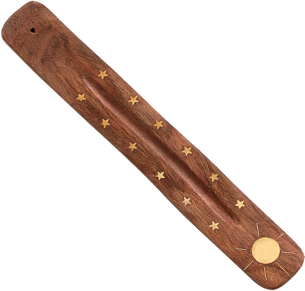 Wood and Brass Inlay Incense Holders