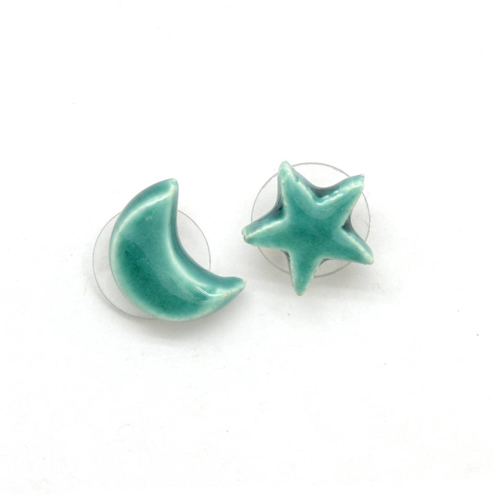 Ceramic Star & Moon Studs