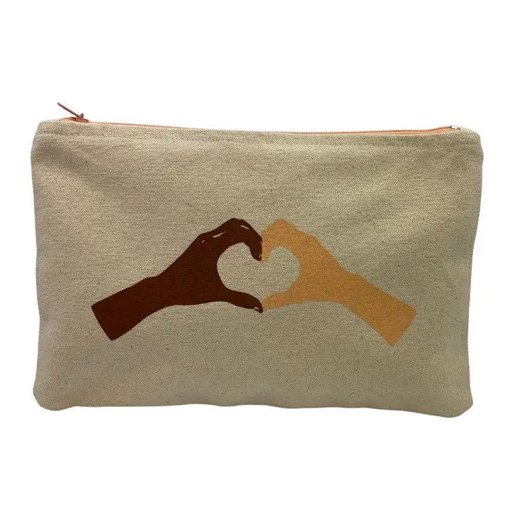 Zip Pouch With Heart Hands