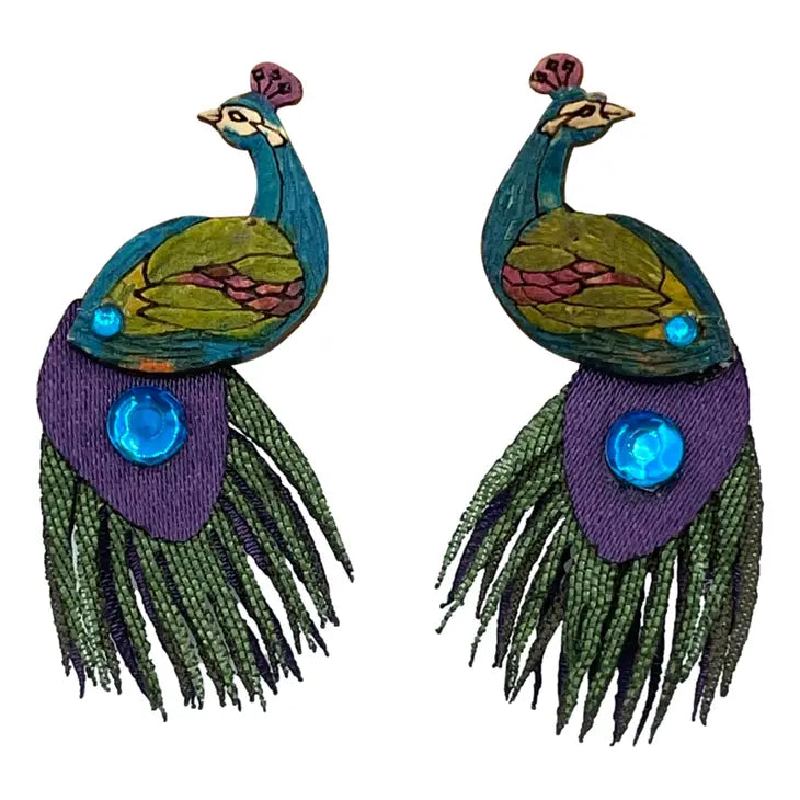 Small Peacock Earrings