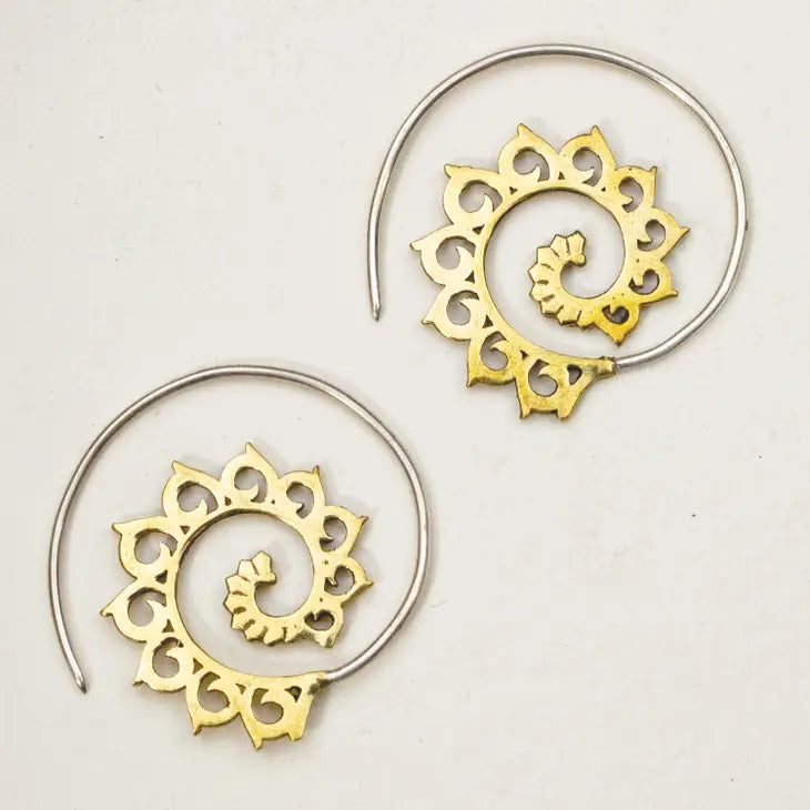 
                
                    Load image into Gallery viewer, Spiral Lotus Earring
                
            