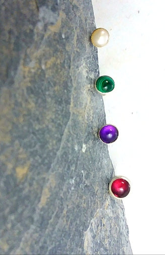 Tiny Sterling Stone Studs