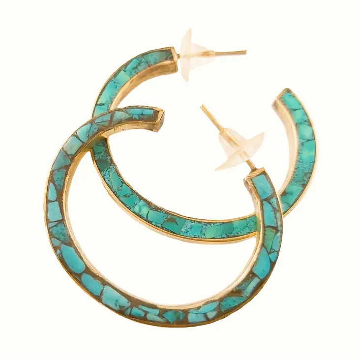 Turquoise Inlay Hoops