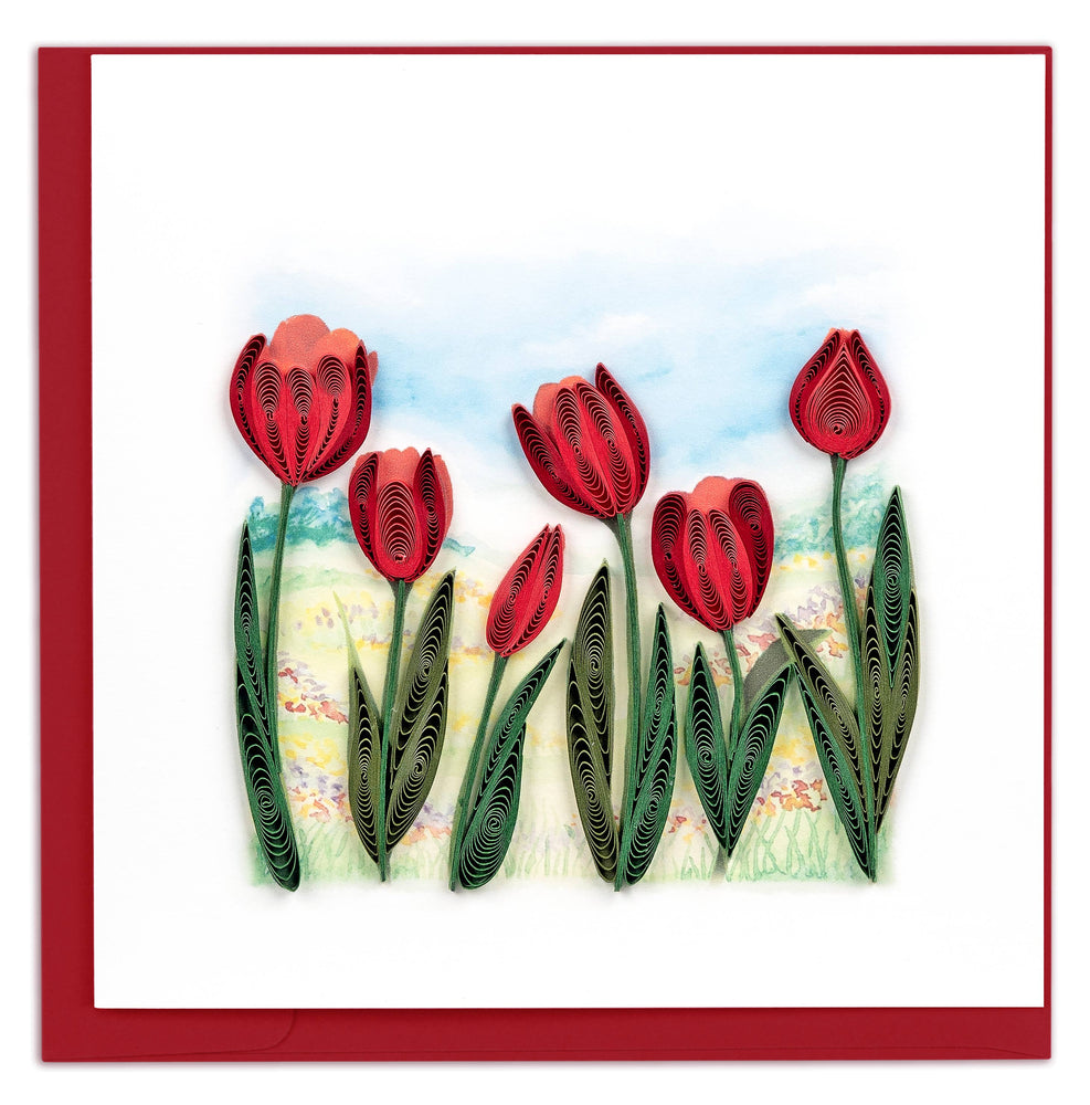 
                
                    Load image into Gallery viewer, Red Tulip Field Quilling Card
                
            