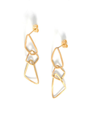 Geometric Dangle Brass Earrings