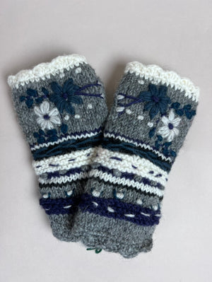 Embroidered Fingerless Gloves