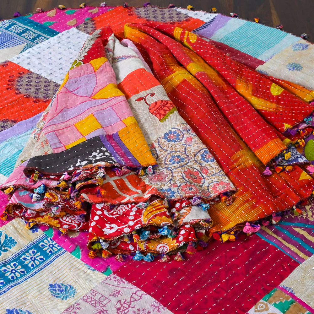 Round Kantha Table Cover
