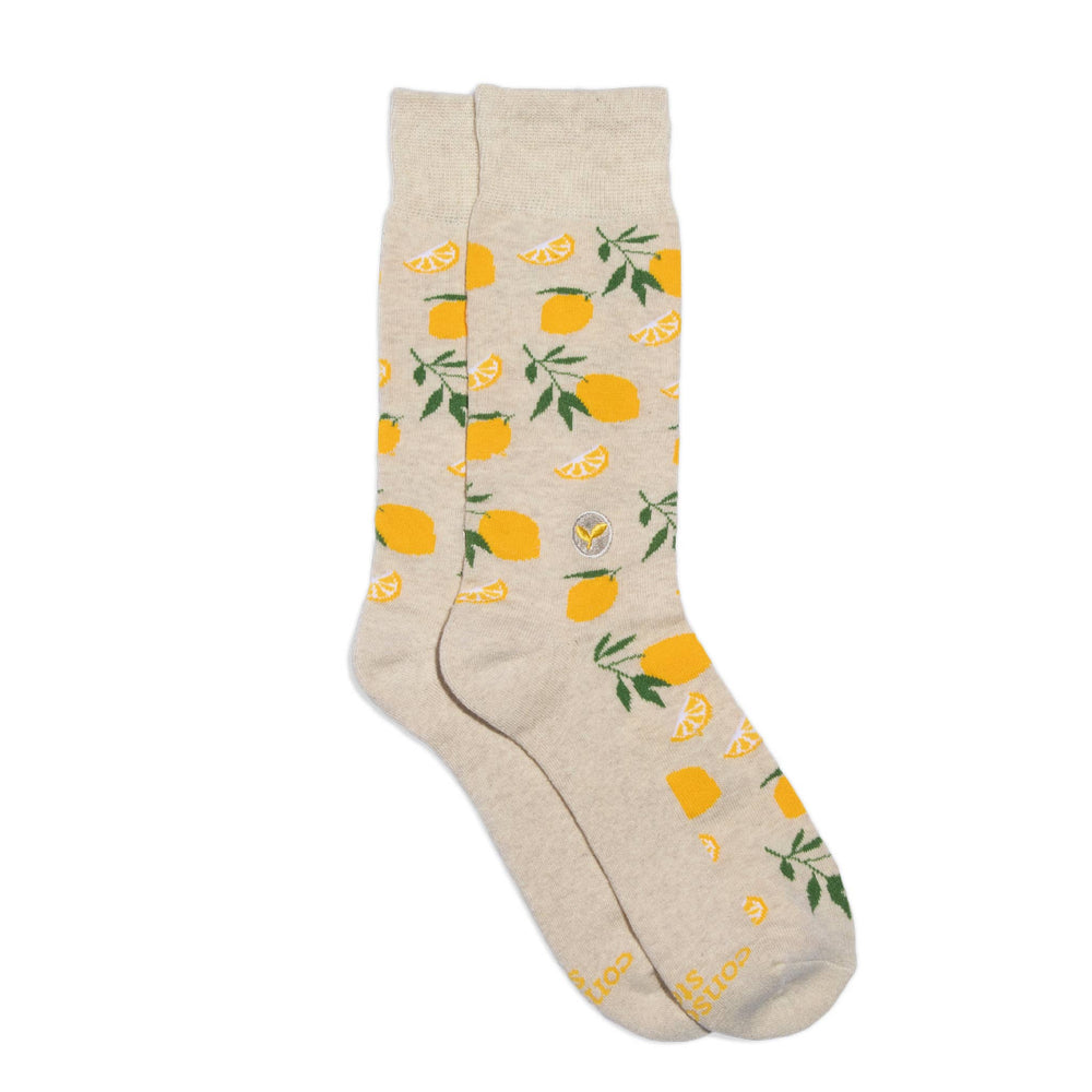
                
                    Load image into Gallery viewer, Socks that Plant Trees (Beige Lemons)
                
            