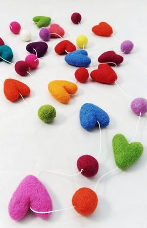 
                
                    Load image into Gallery viewer, Multicolored Felt Heart Garland
                
            