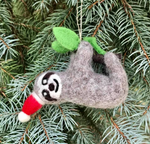 Felted Santa Sloth Ornament