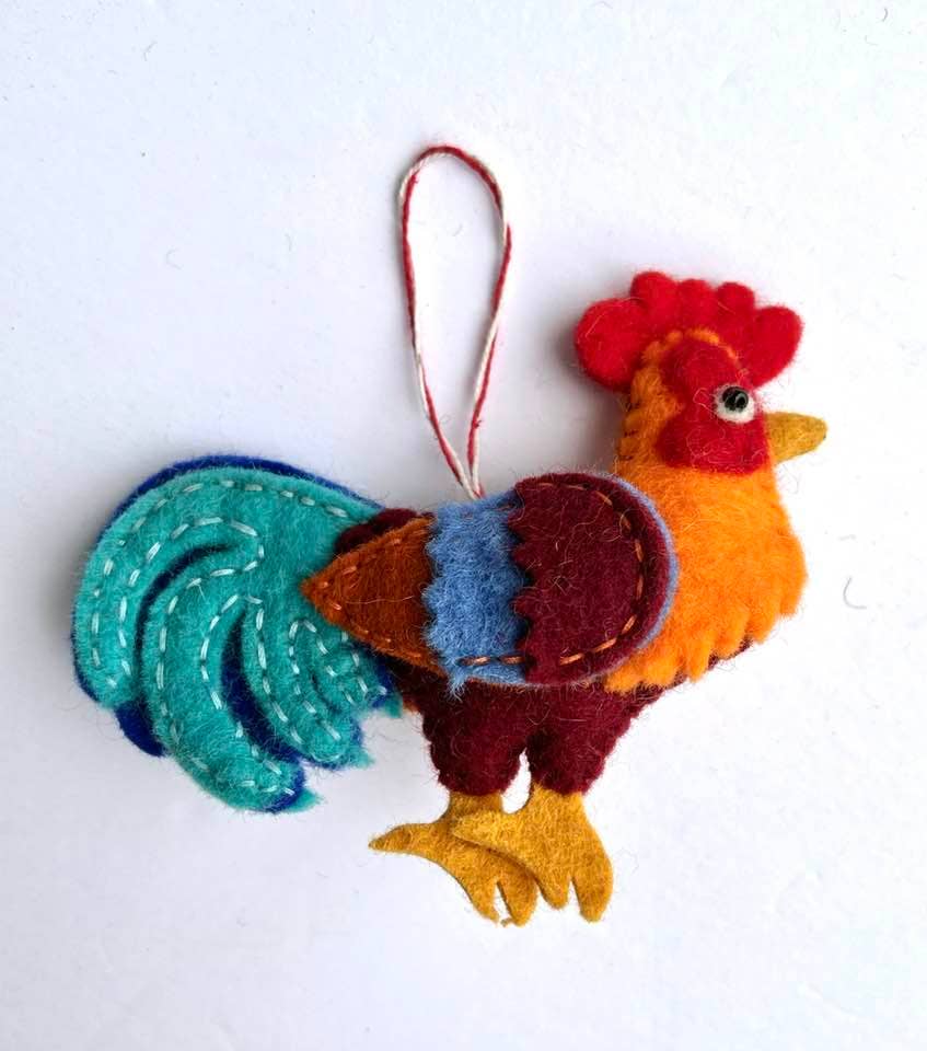 Holiday Ornament Felt Rooster