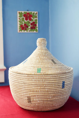 White and Blue Warming Basket