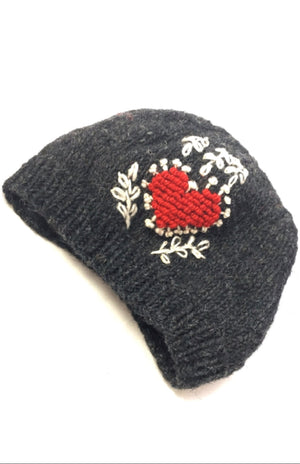 Embroidered Heart Hat