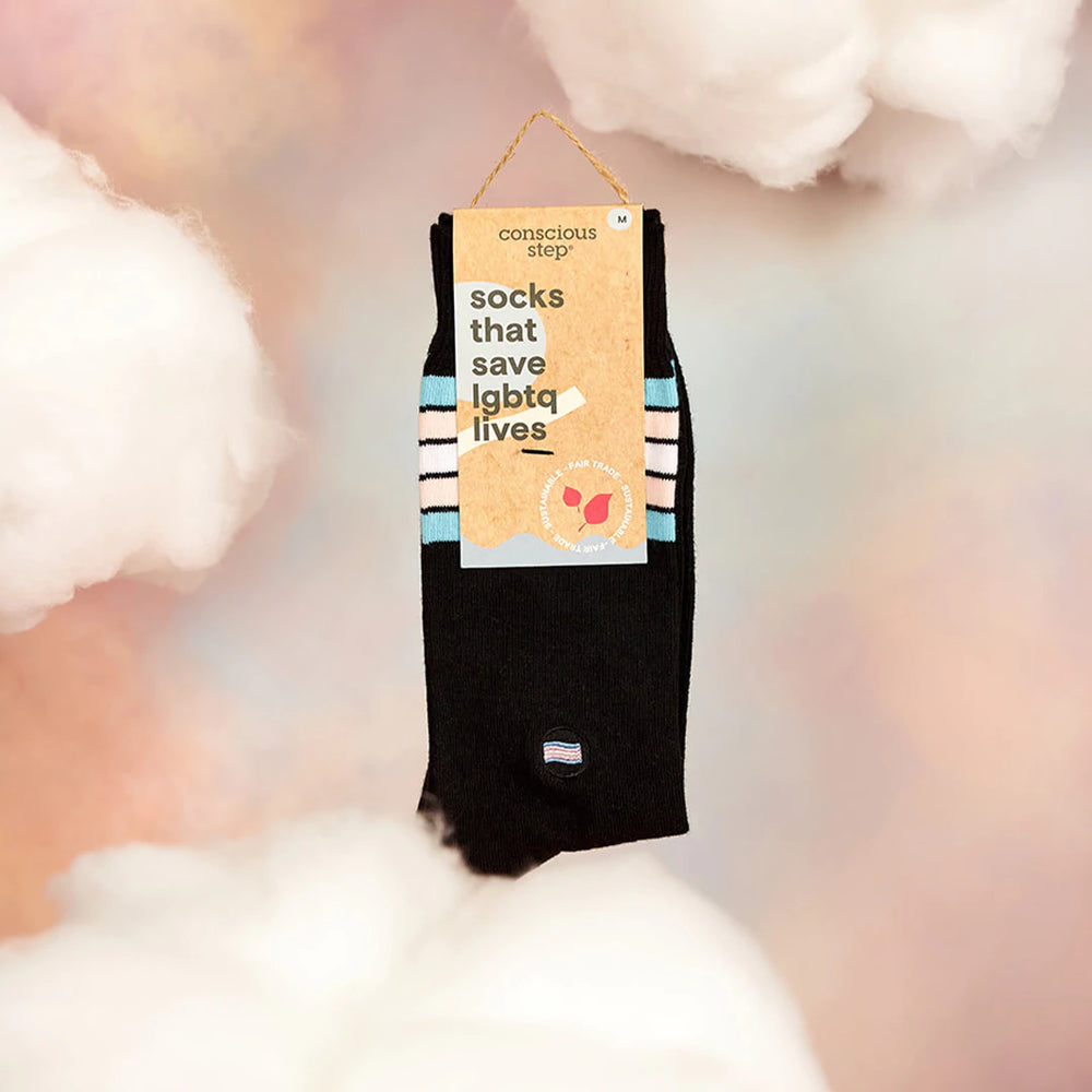 
                
                    Load image into Gallery viewer, Socks That Protect LGBTQ Lives - Trans Flag
                
            