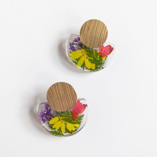 
                
                    Load image into Gallery viewer, Half Moon Botanical Studs
                
            