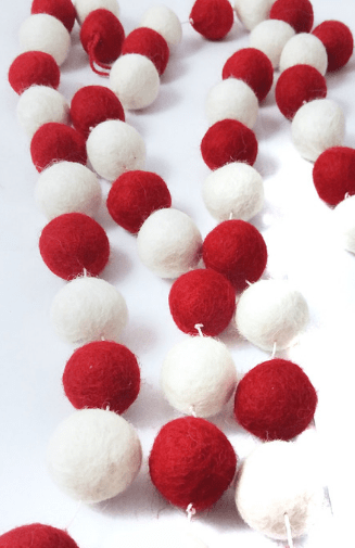 10 Foot Felted Garland Red White