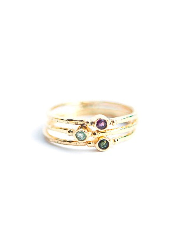 Tiny Stone Stacking Rings